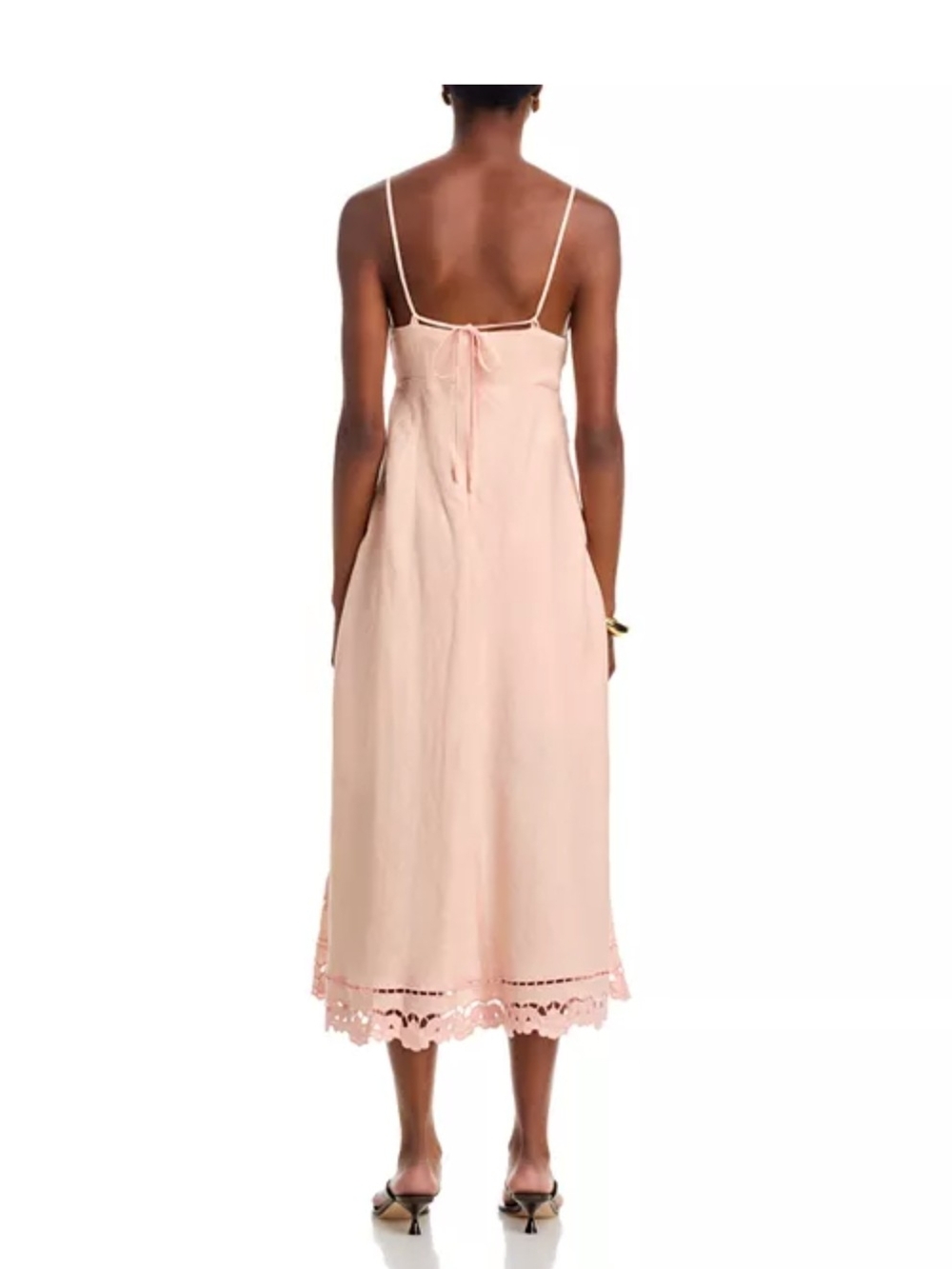 FARM Rio Blush Pink Eyelet-Detail Midi Dress - Picture 3 of 4